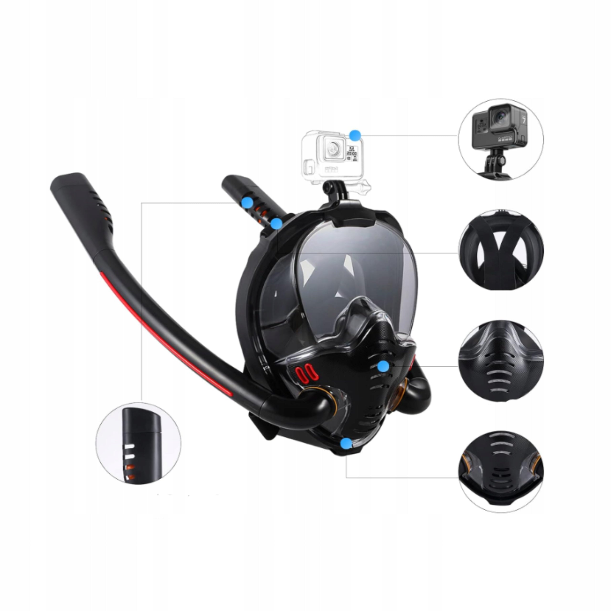 Diving Mask Full Face Snorkeling With Tubes L/XL Panorama 180° Manufacturer code Maska Do Nurkowania Snorkelingu