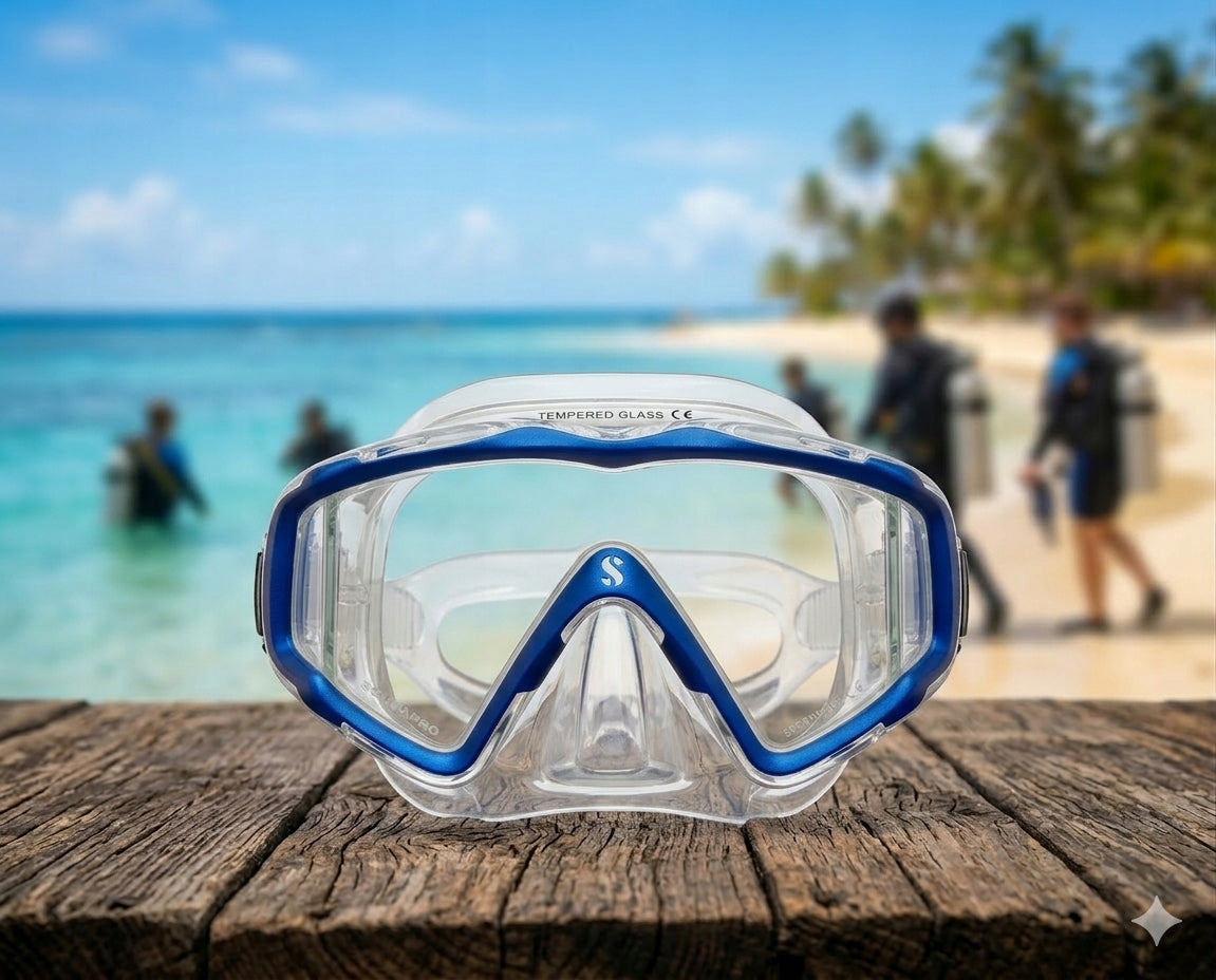 Diving Mask SCUBAPRO Crystal VU Panoramic Transparent/Blue Packaging status original