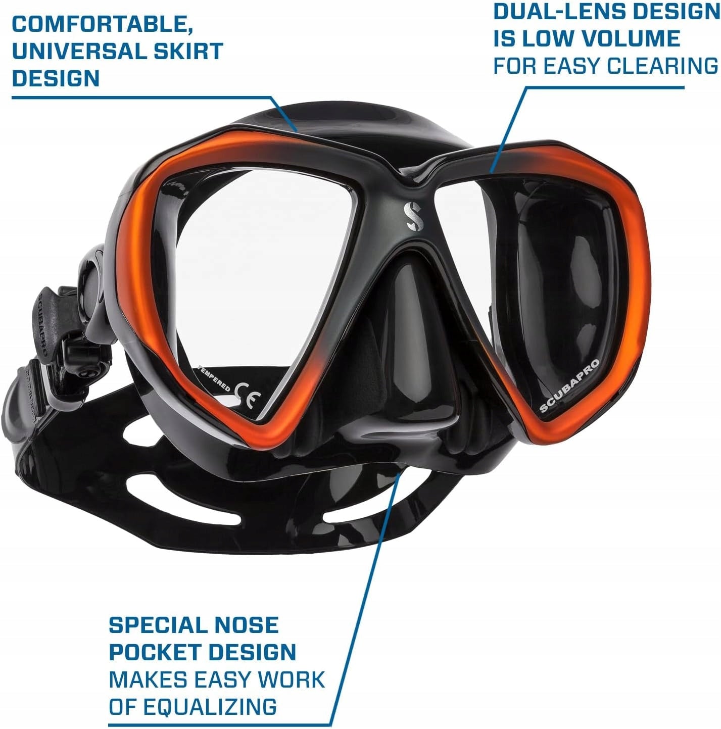 Diving Mask SCUBAPRO SPECTRA Black orange Wide Field of View Manufacturer code 24.847.830