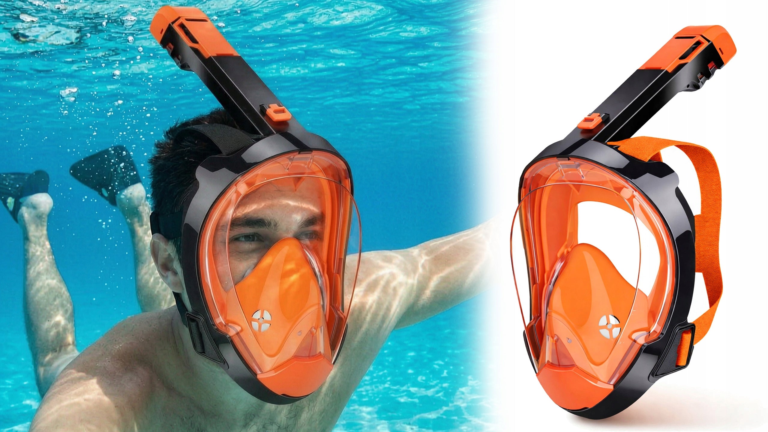 Diving Mask Snorkeling Full Face Non-Pairing L/XL Certificates of conformity CE