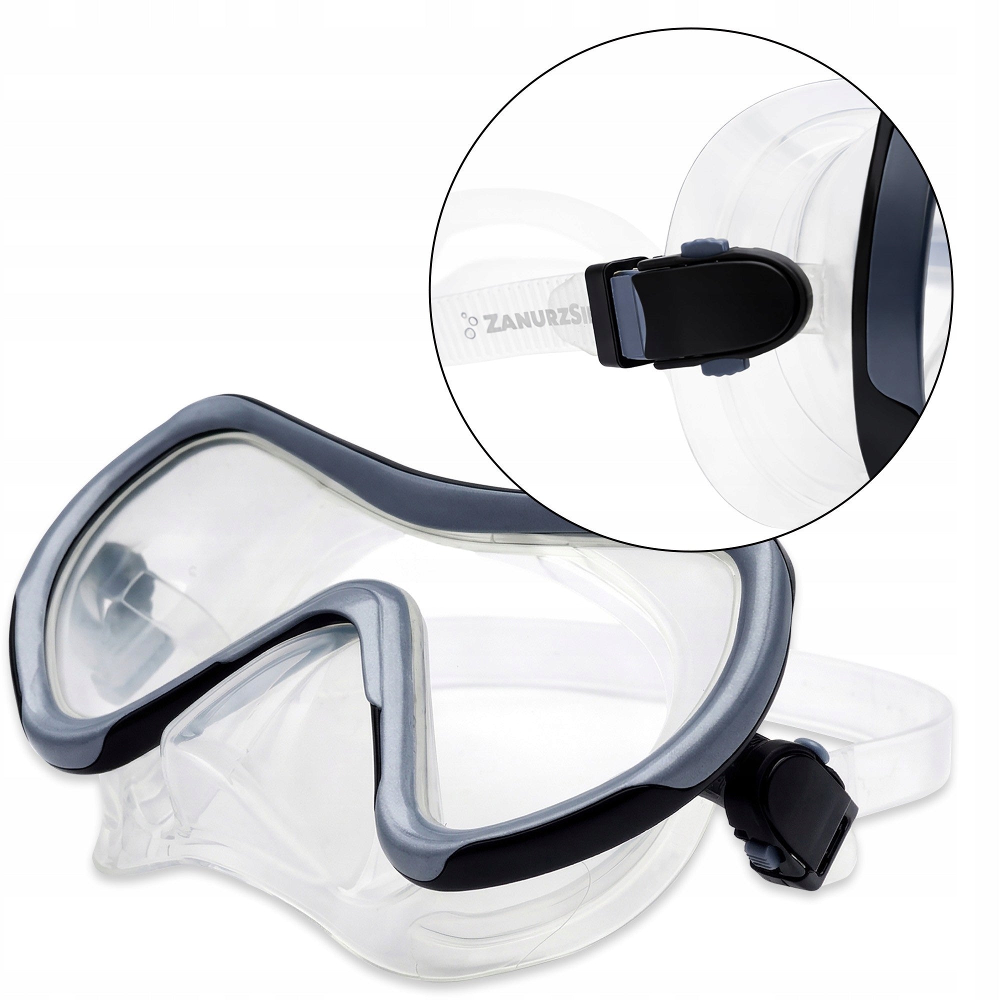 Diving Mask with Tube Snorkeling Glasses Pipe Set Grey Packaging status original