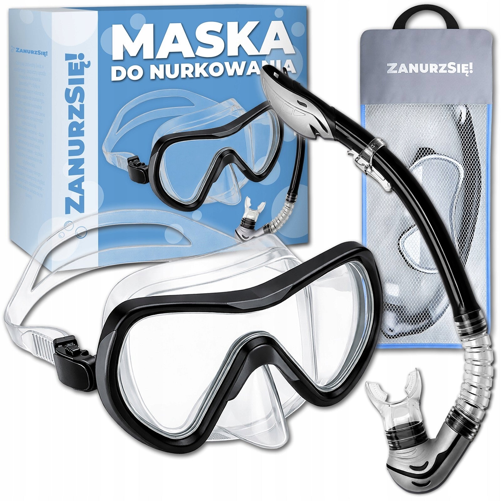 Diving Mask with Tube Snorkeling Glasses Pipe Set Grey