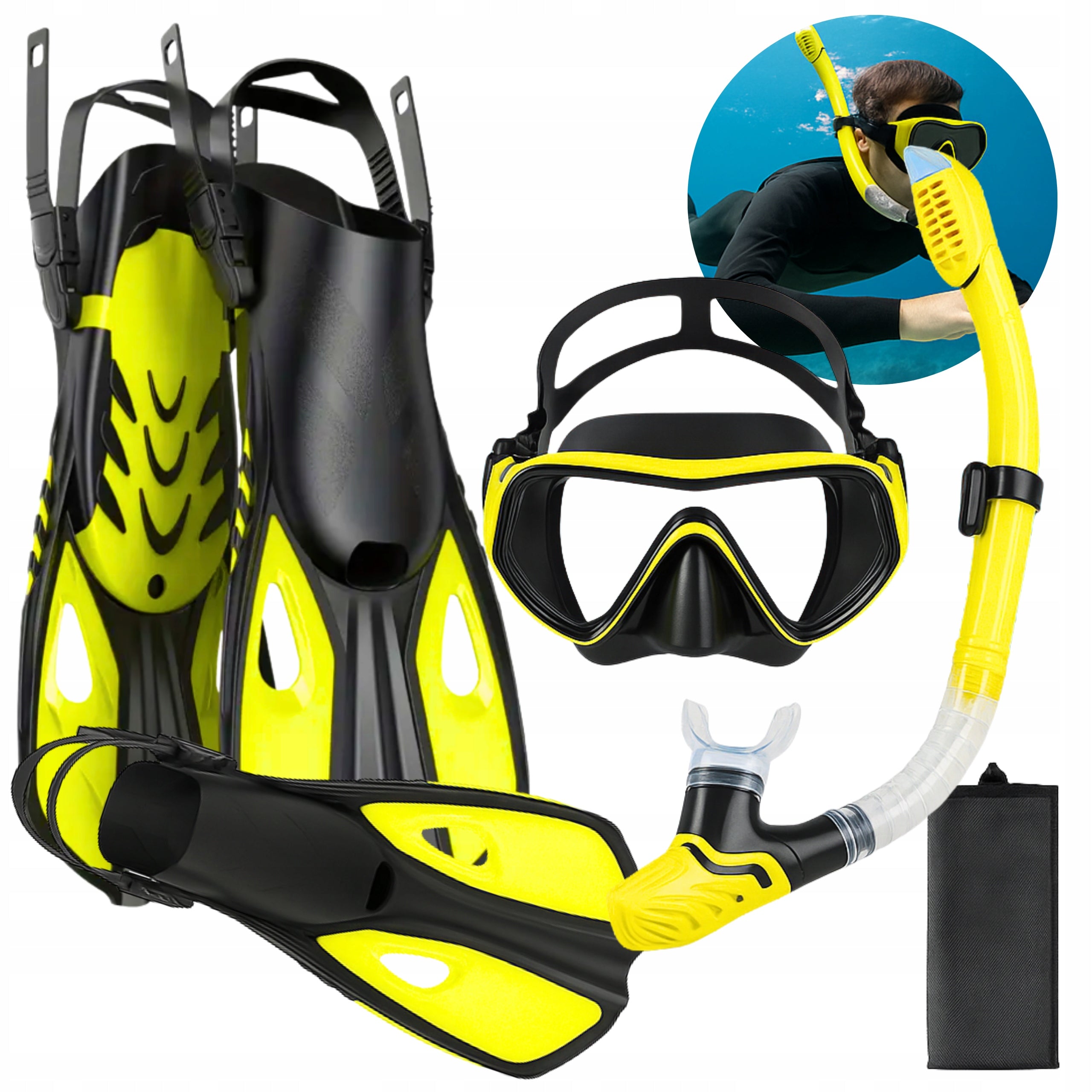 Diving Set Mask With Tube Fin Snorkeling For Swimming r. 38-42