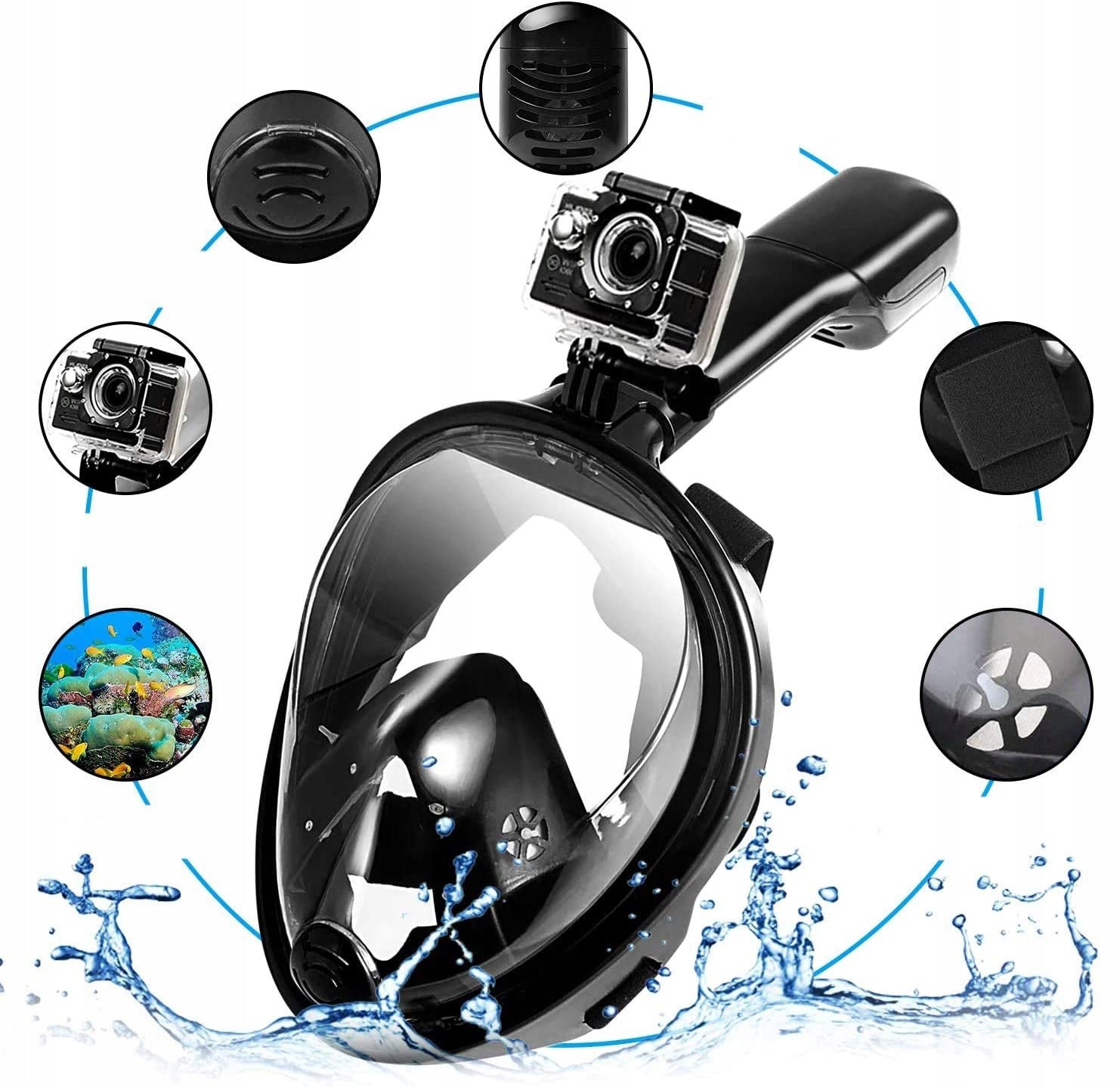 Diving mask Gotel full face with tube black L/XL Brand Gotel