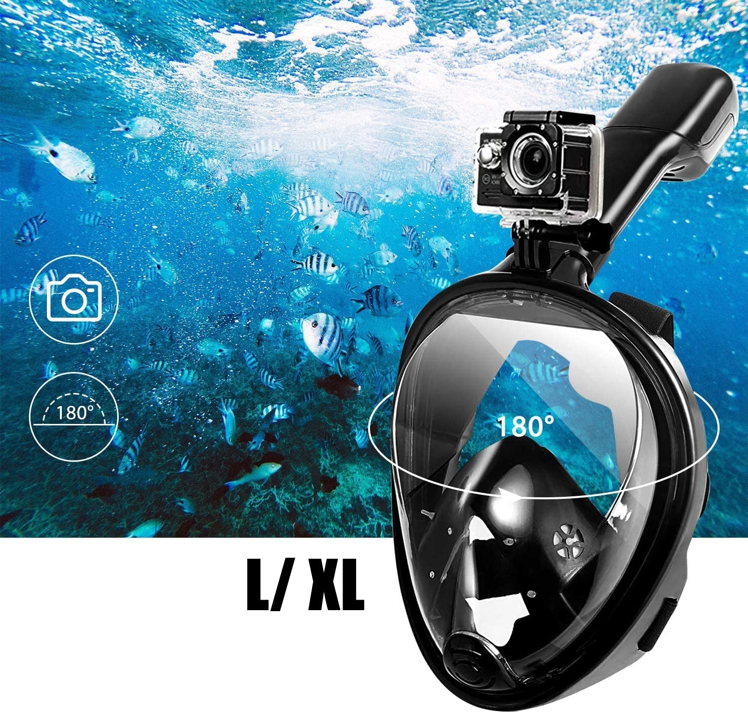 Diving mask Gotel full face with tube black L/XL Kind full face with tube