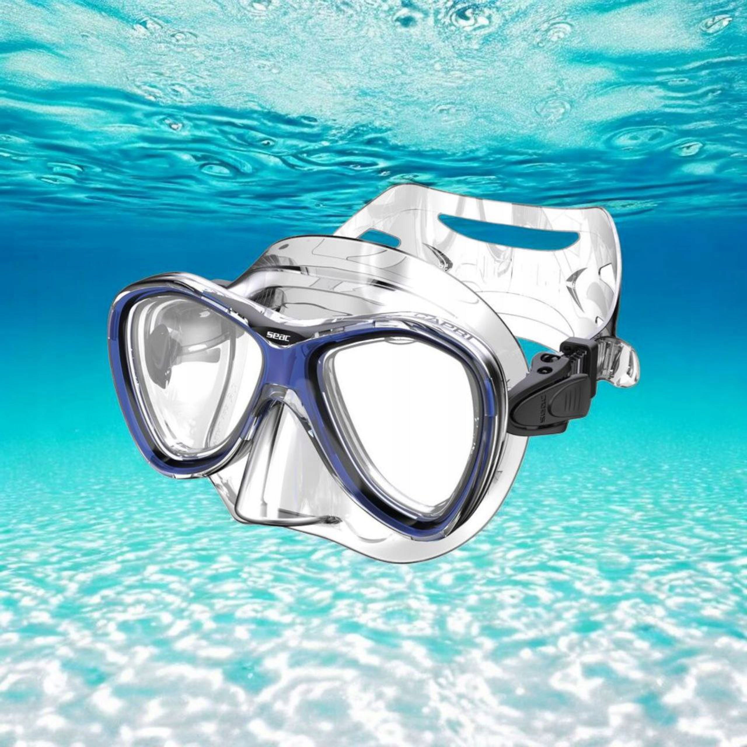 Diving mask SEAC CAPRI transparent silicone blue frame Packaging status original