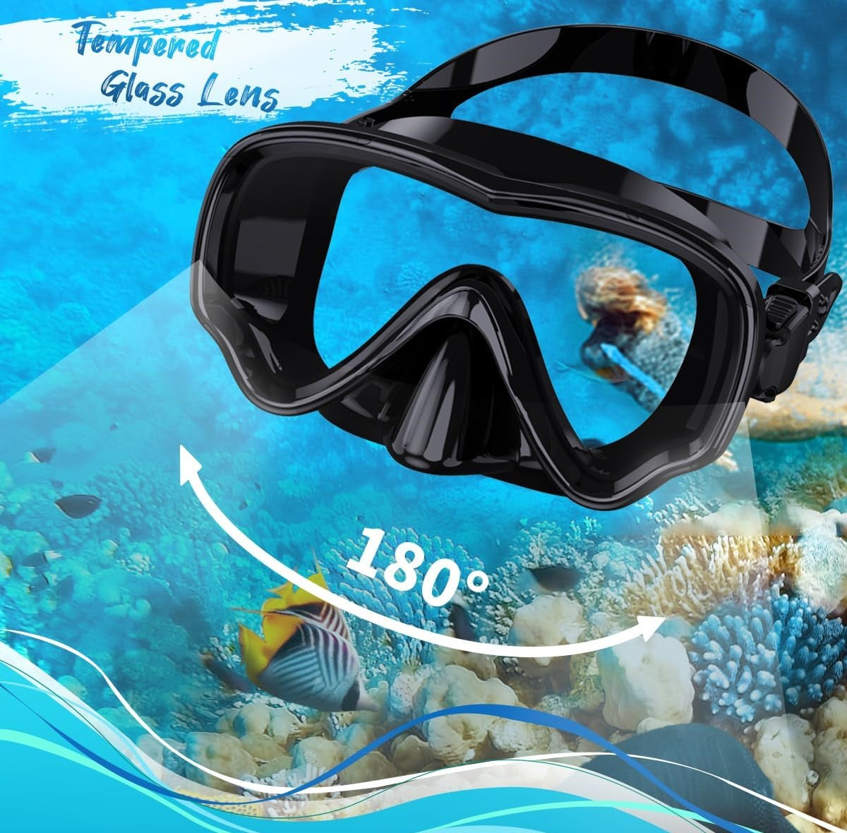 Diving mask glasses VOSOIR adults black