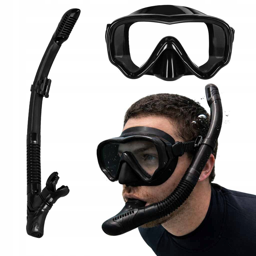 Diving mask glasses tube snorkel set black