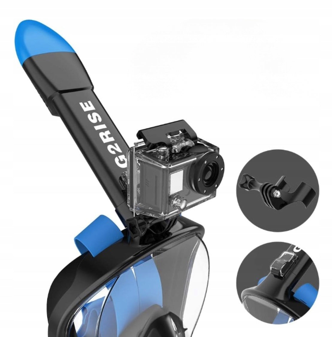 Diving mask with full face camera holder G2RISE blue r.S/M Color black