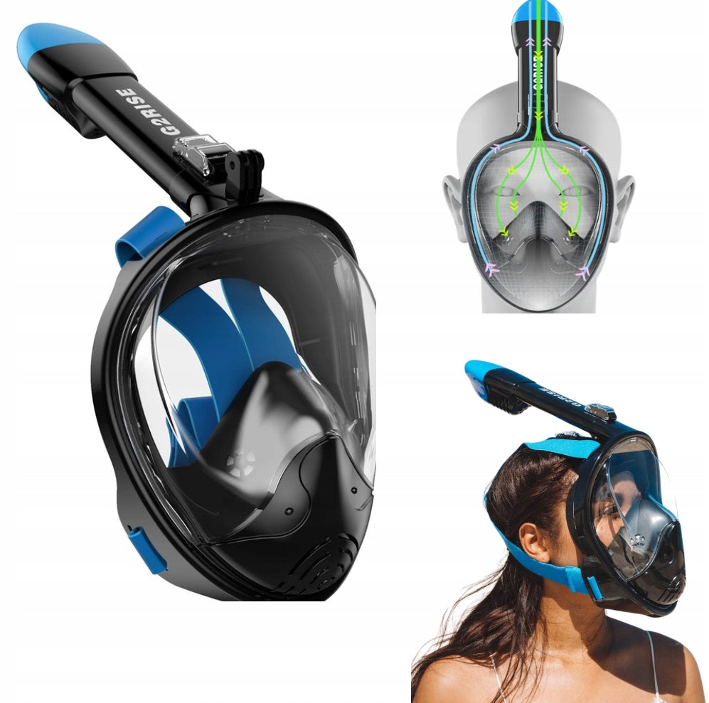 Diving mask with full face camera holder G2RISE blue r.S/M