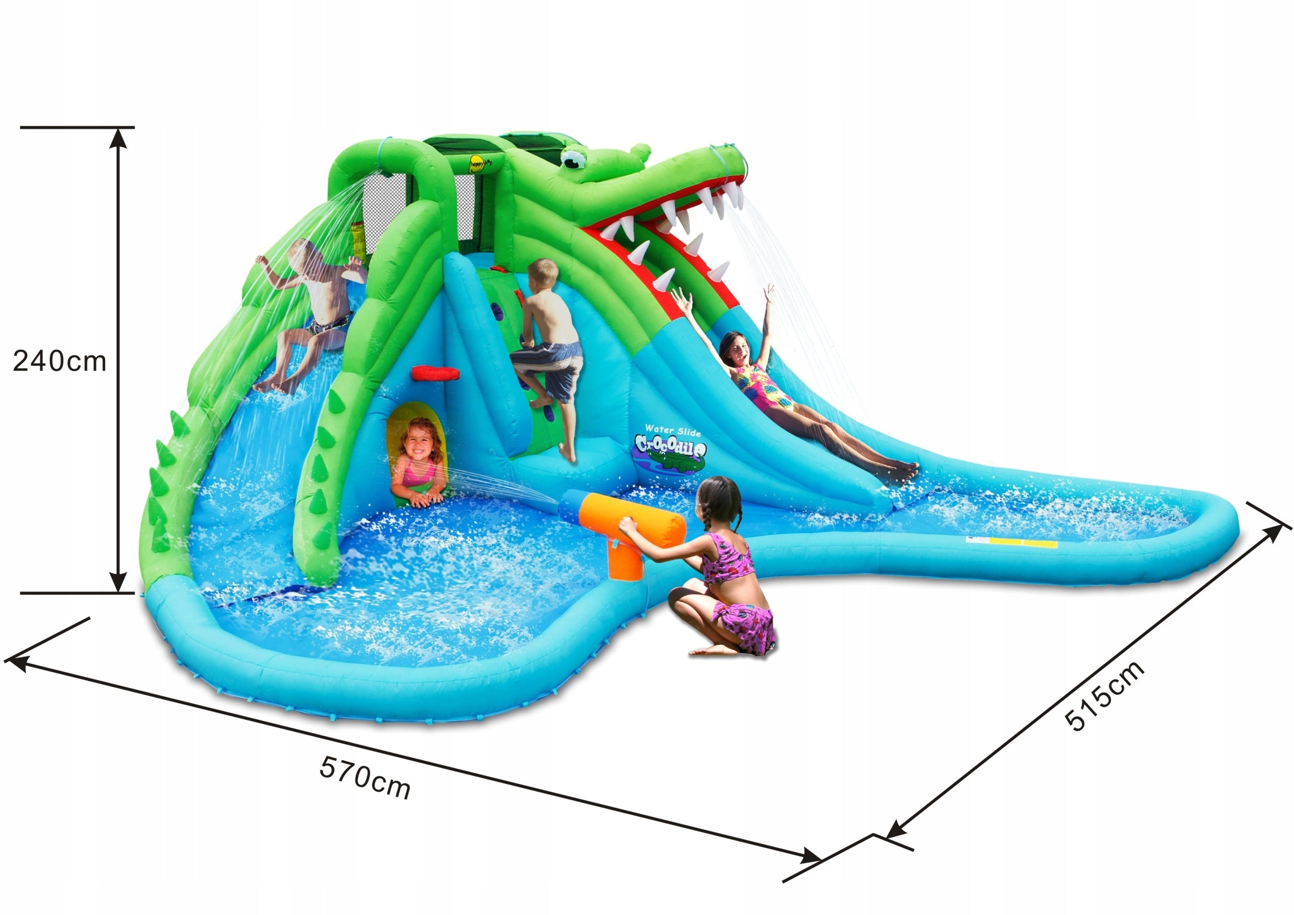 Aufblasbares Trampolin mit Wasserunterhaltung 4IQ Crocodile, blau 