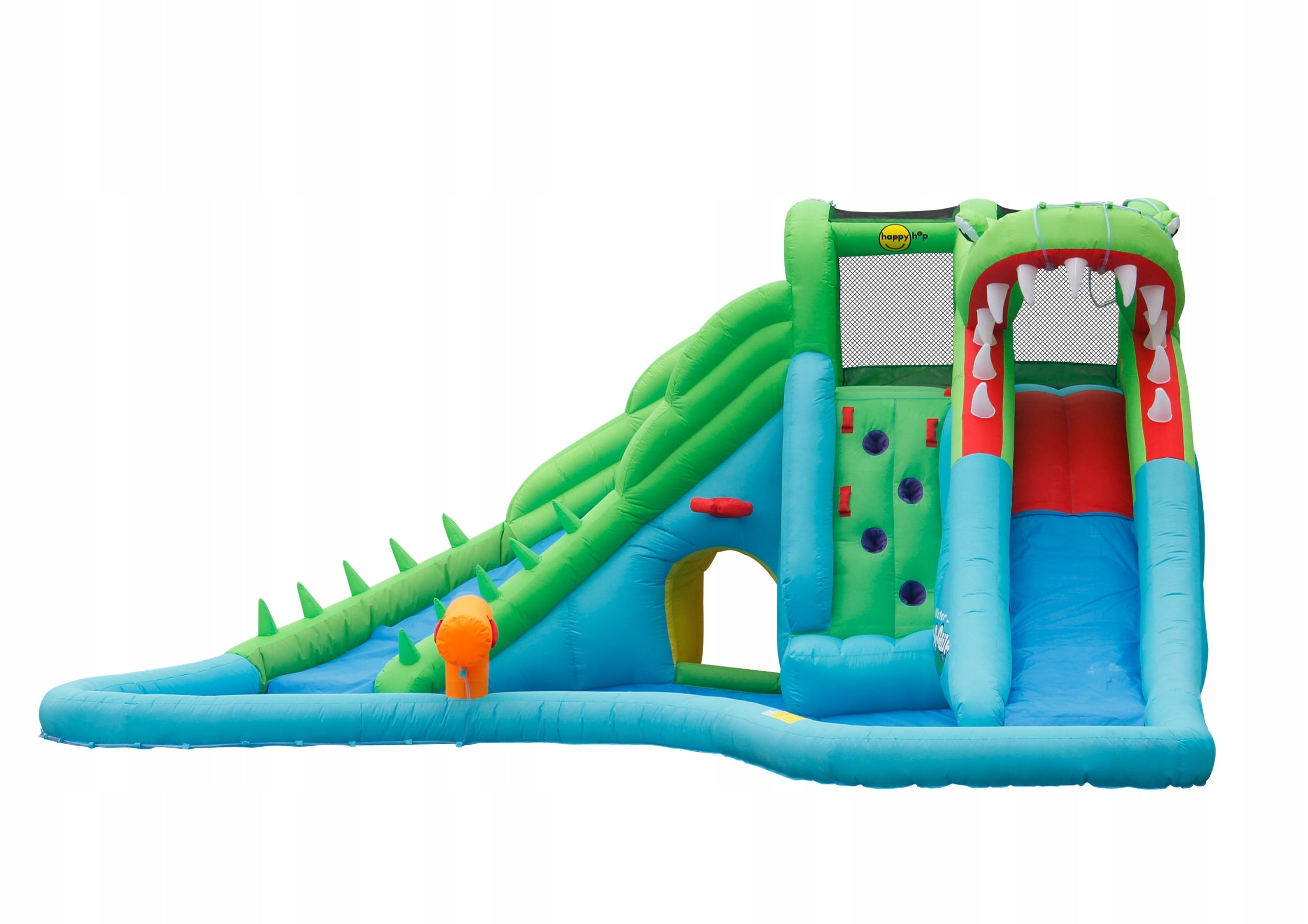 Aufblasbares Trampolin mit Wasserunterhaltung 4IQ Crocodile, blau 