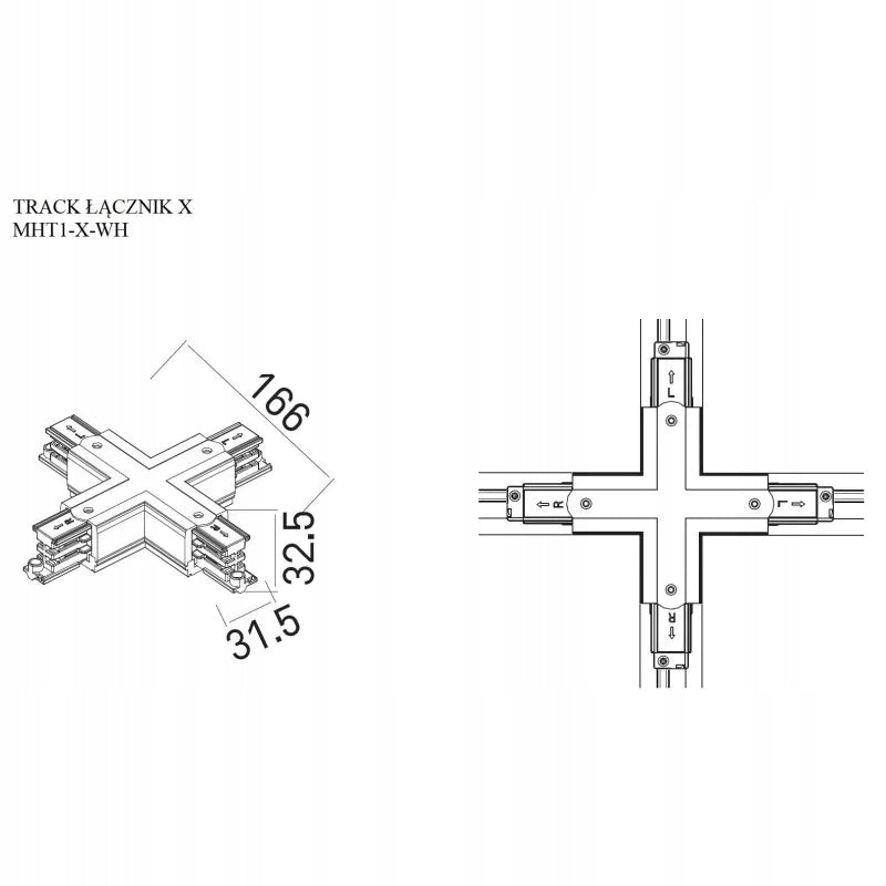 Typ-X-Anschluss für LED-3-Phasen-Stromschienen Maxlight weiß 16,6x16,6 cm MHT1-X-WH 