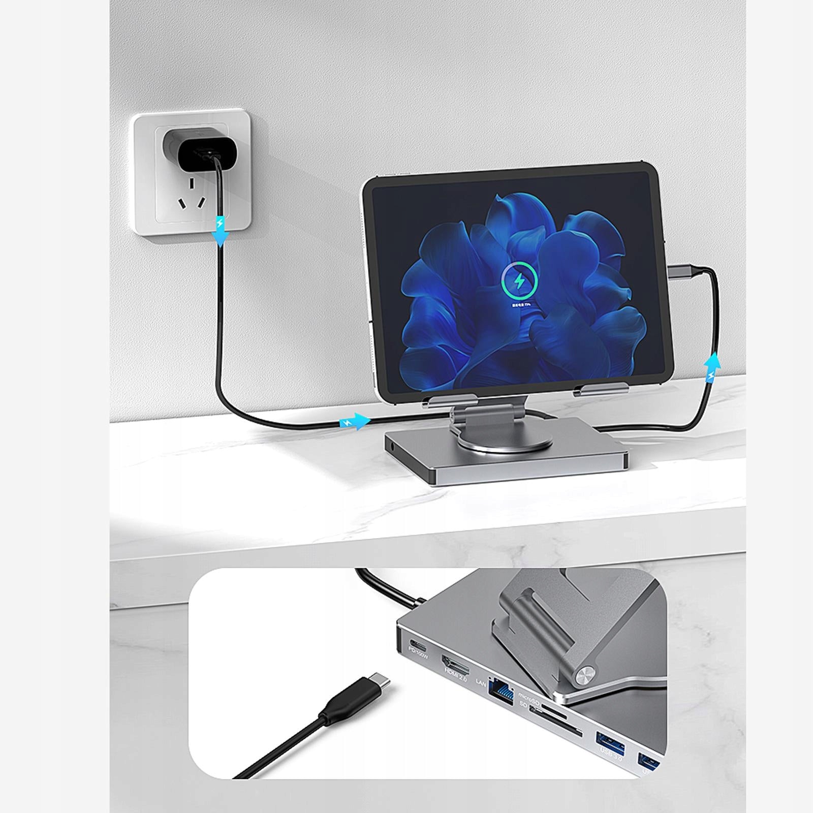 Docking Station PD3.0 Interface Easy to Use Bracket for Phone 8 in 1 Rotate Manufacturer no brand