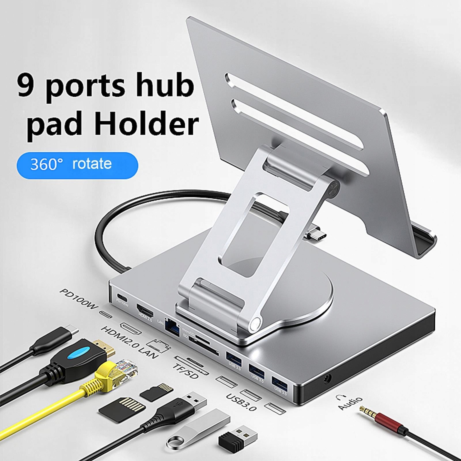 Docking Station PD3.0 Interface Easy to Use Bracket for Phone 9 in 1 Rotate