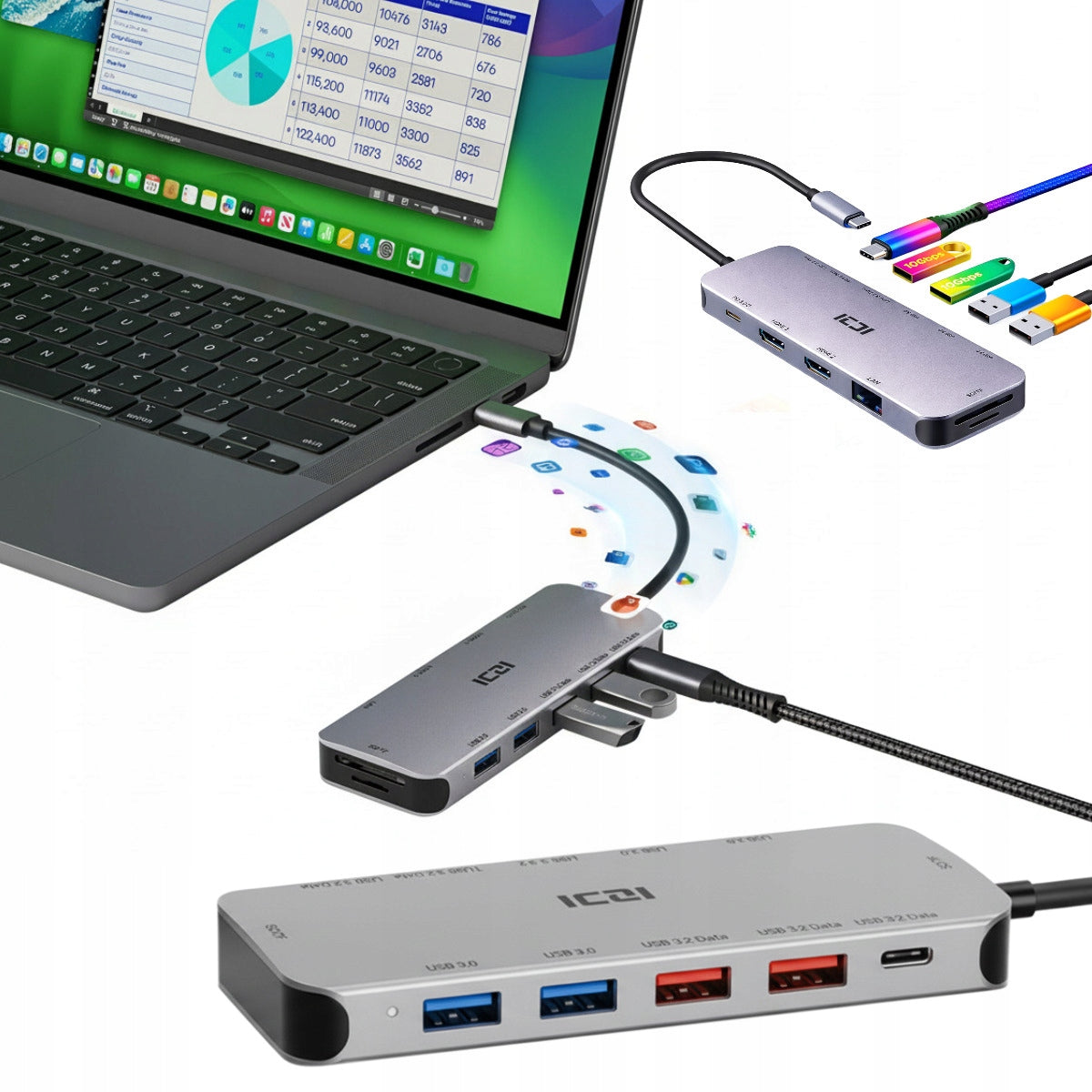 Docking Station for Two Screen Monitors with HDMI USB-C Image Extension