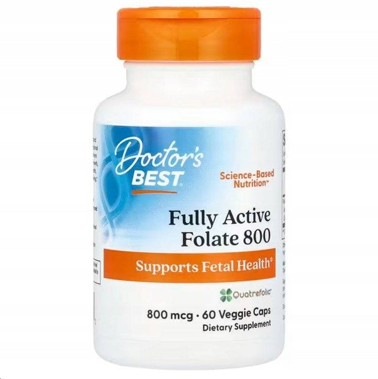 Doctor's Best - Folic Acid 800 from Quatrefolic, 800µg, 60 vkaps