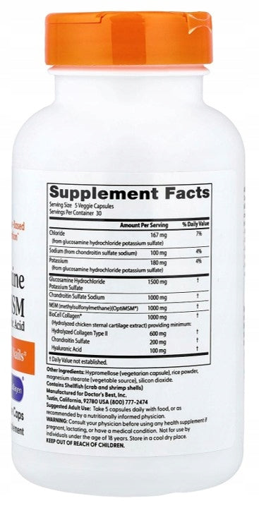Doctor's Best - Glucosamine Chondroitin MSM + Hyaluronic Acid | 150 Capsules Packaging status original