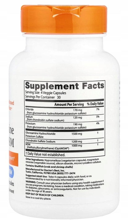 Doctor's Best - Glucosamine, Chondroitin, MSM | JOINTS | 120 kaps. + FREEBIE Expiration date not specified