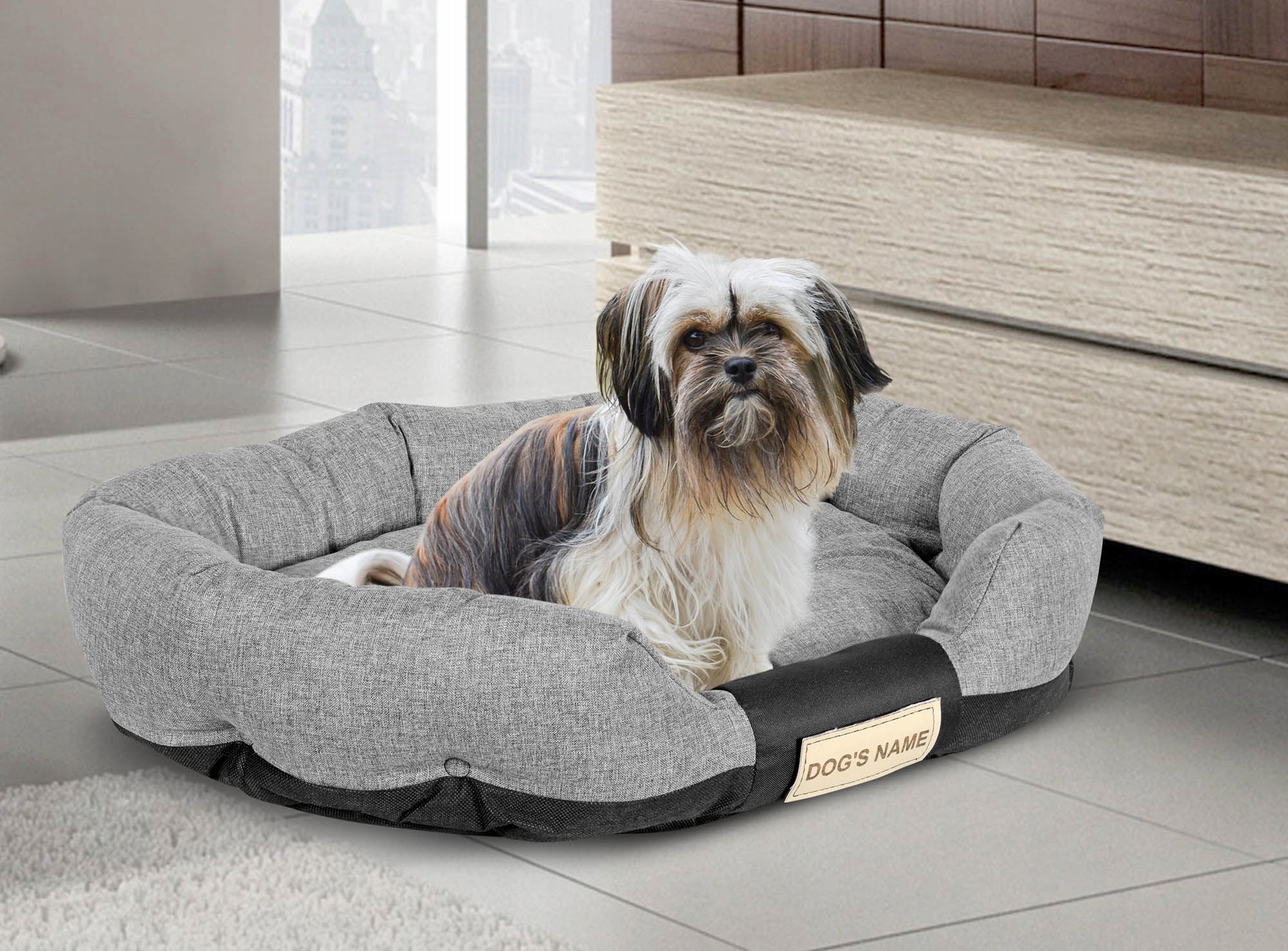 Dog Bed Bedding Basket Waterproof + Name 100x75cm Assorted Colors Brand AIO Factory