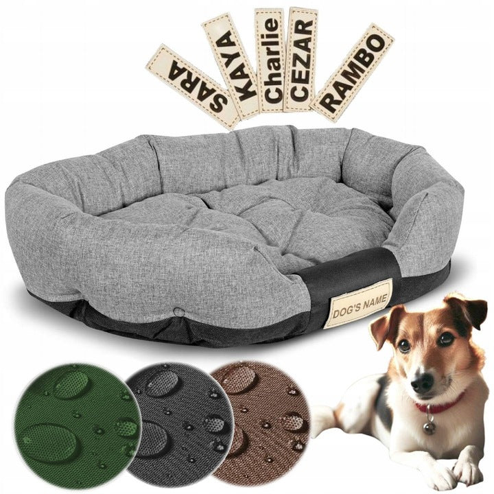 Dog Bed Bedding Basket Waterproof + Name 100x75cm Assorted Colors