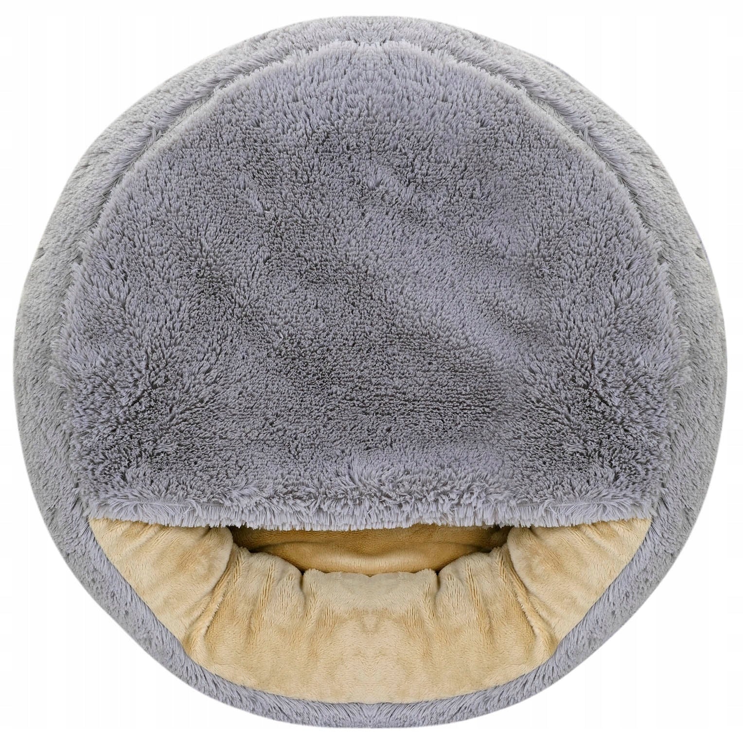 Dog Bed Cat Shaggy Bedding Basket With Canopy Grey 70 cm Kind bird house