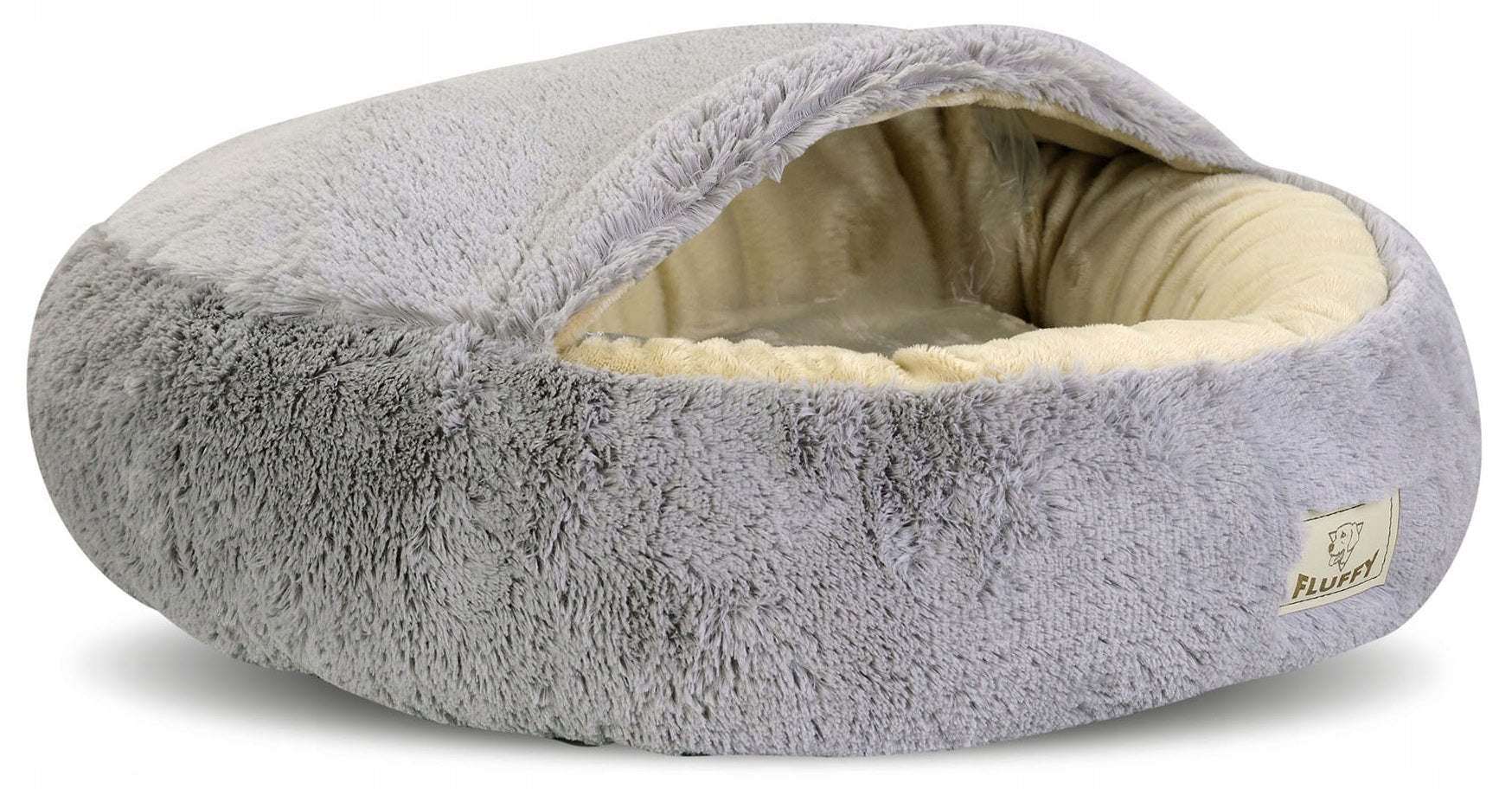 Dog Bed Cat Shaggy Bedding Basket With Canopy Grey 70 cm Length 70 cm