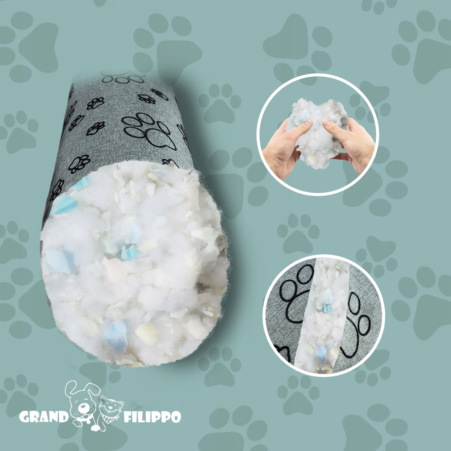 Dog Bed Couch 120x90 WATERPROOF Grey -Colorful Paws Color gray