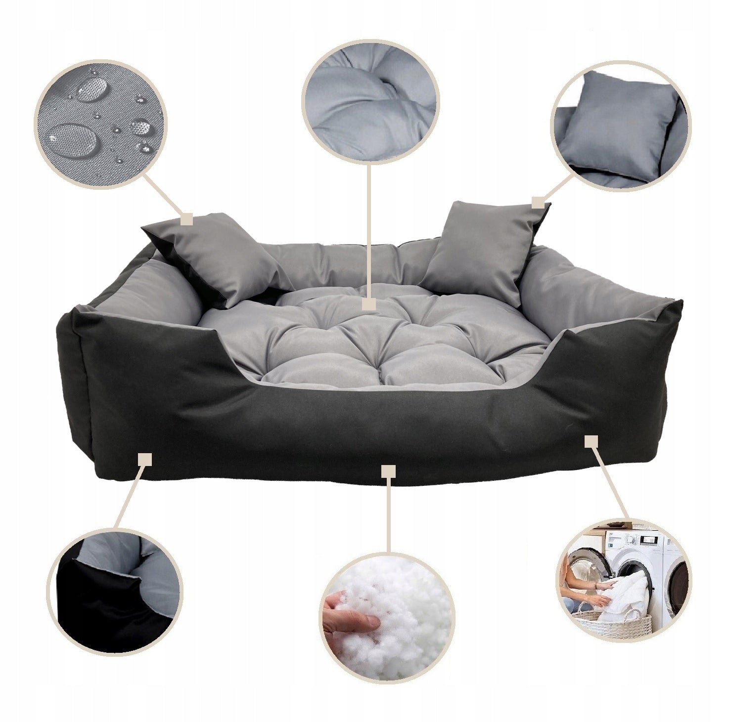Dog Bed Couch Playpen Waterproof 75x65 cm Assorted Colors Length 75 cm