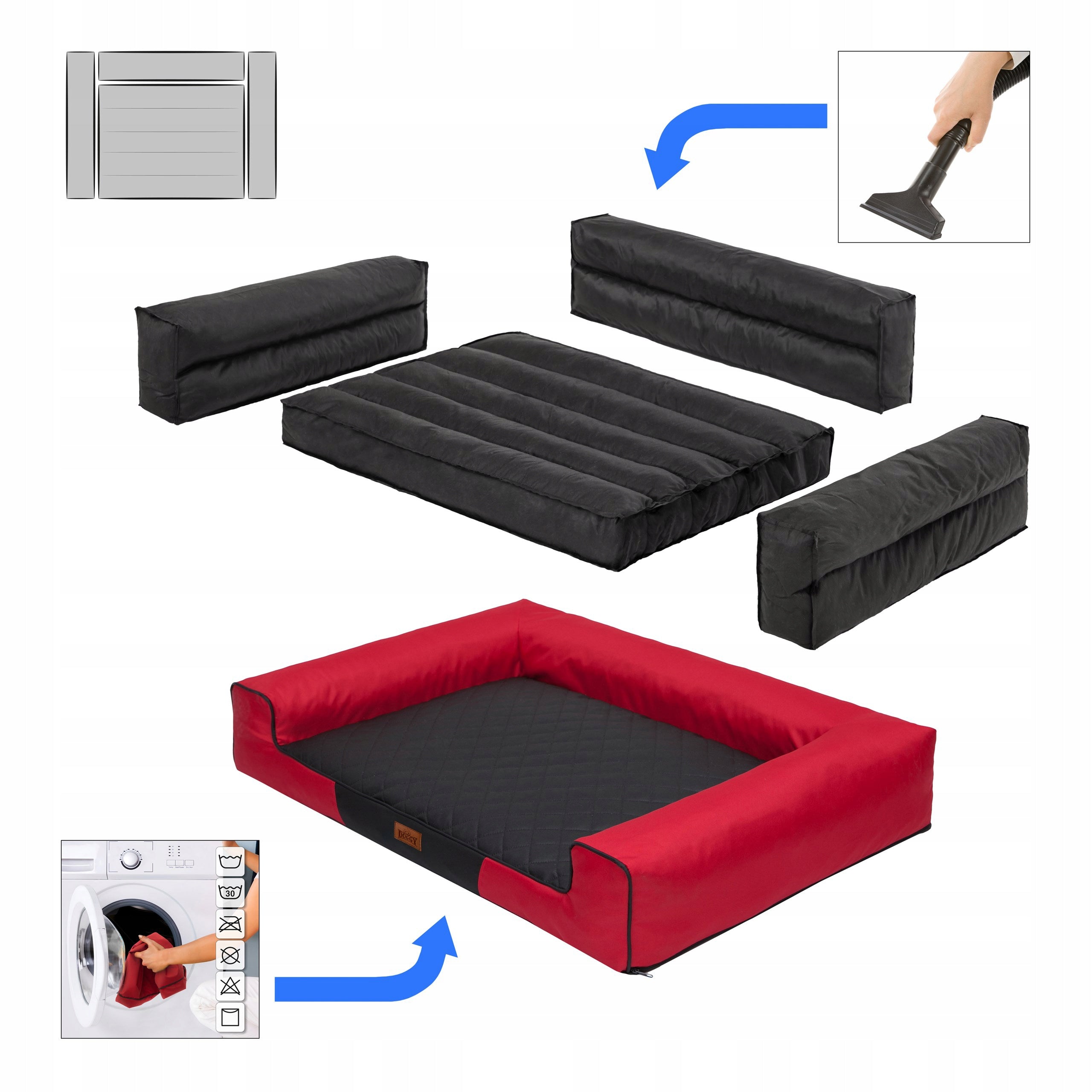 Dog Bed, L 80x55 cm, Waterproof, Pull-down Cover Length 80 cm