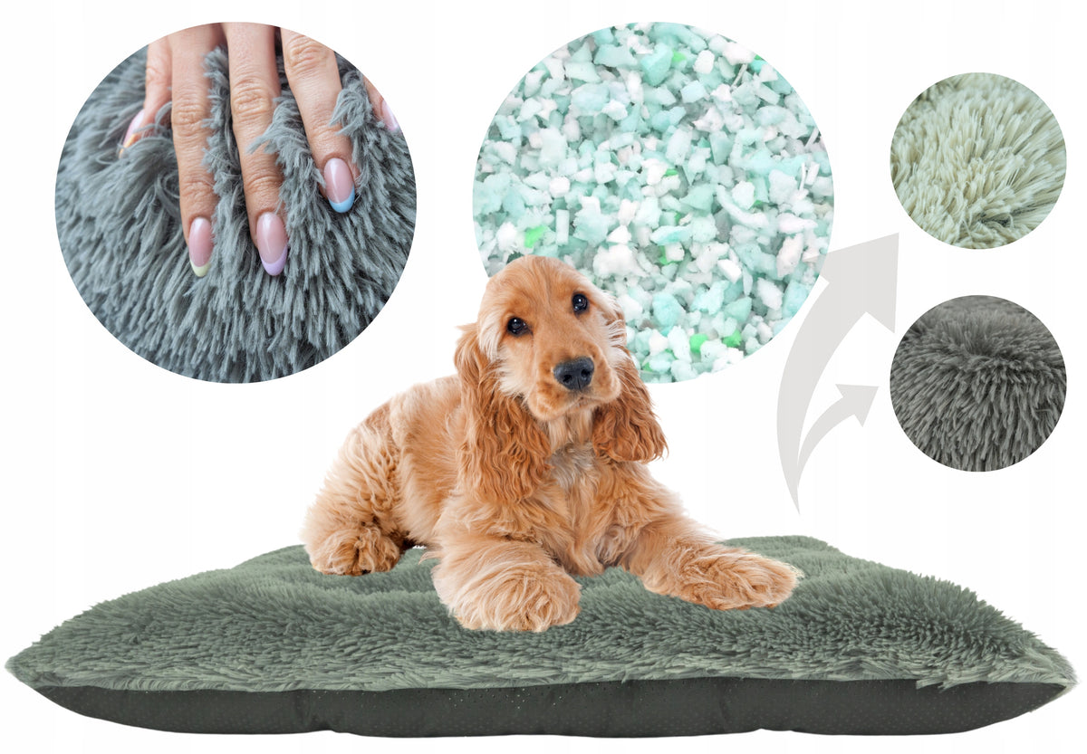 Dog Bed PLUSH Bed SHAGGY GREY LARGE PREMIUM 70 x 50cm Roz.M