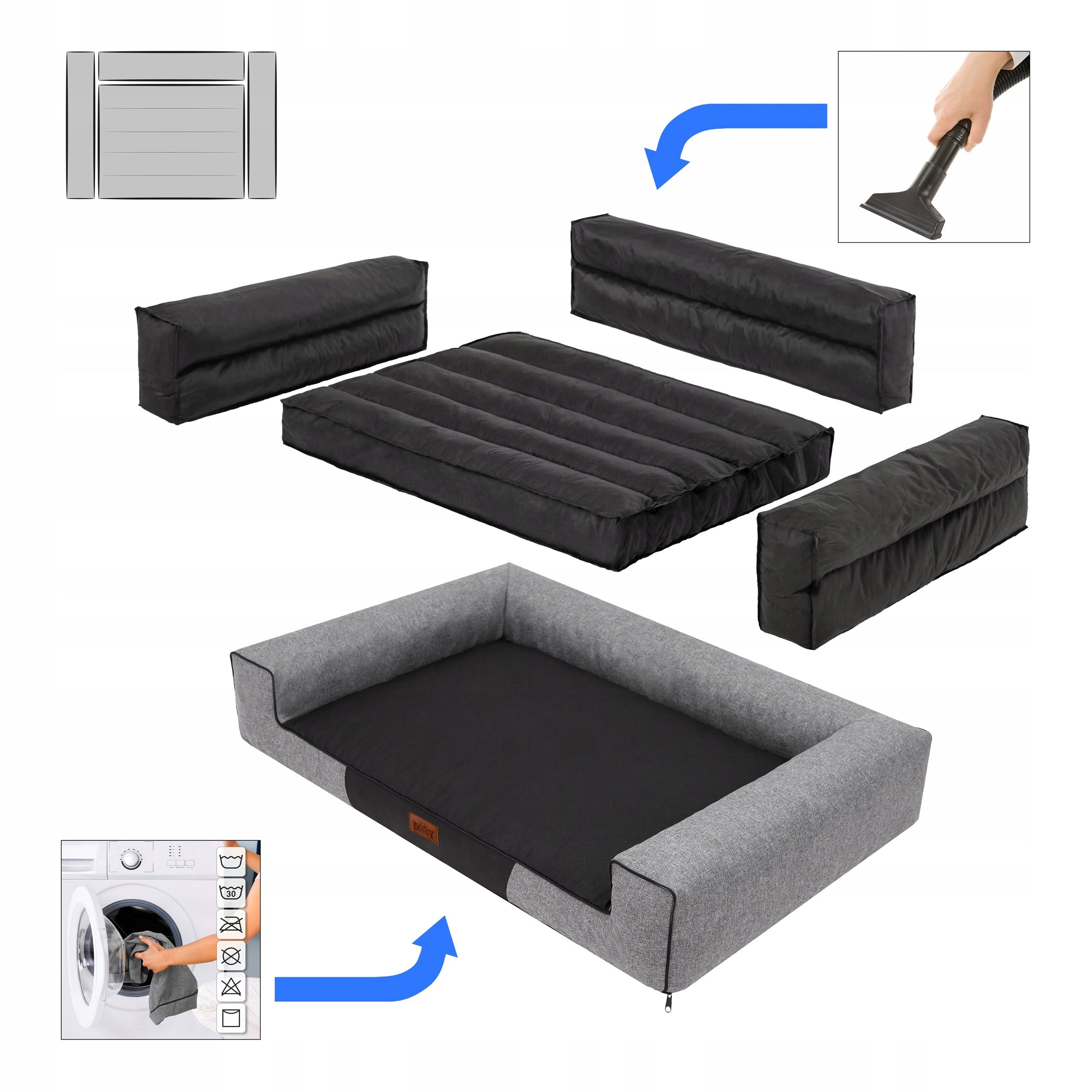 Dog Bed, Sofa WATERPROOF REMOVABLE COVER XXL 118x78 cm Length 78 cm