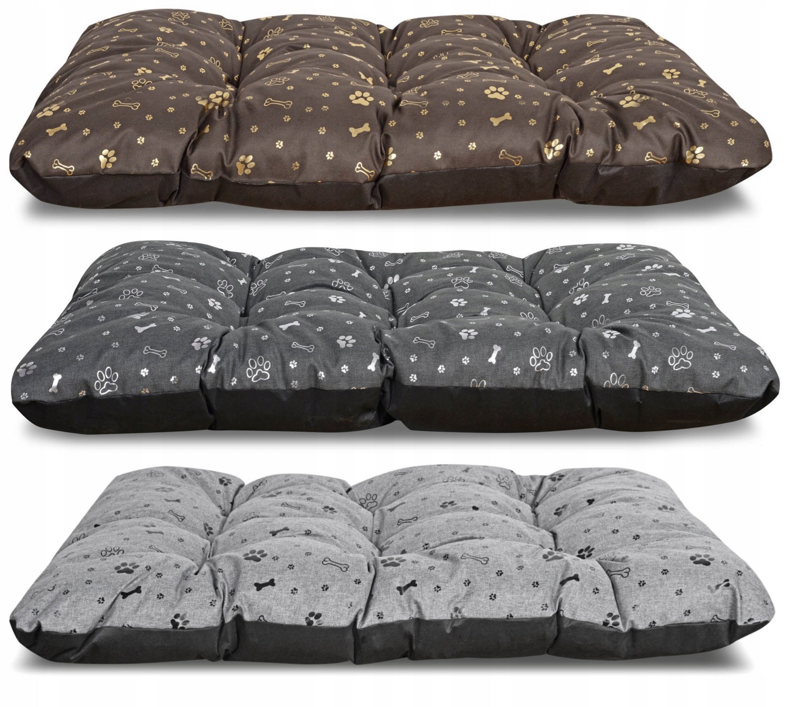 Dog Bed Waterproof Pillow Bones Golden Bed L 100x70 cm Model Poduszka KOŚCI ZŁOTE