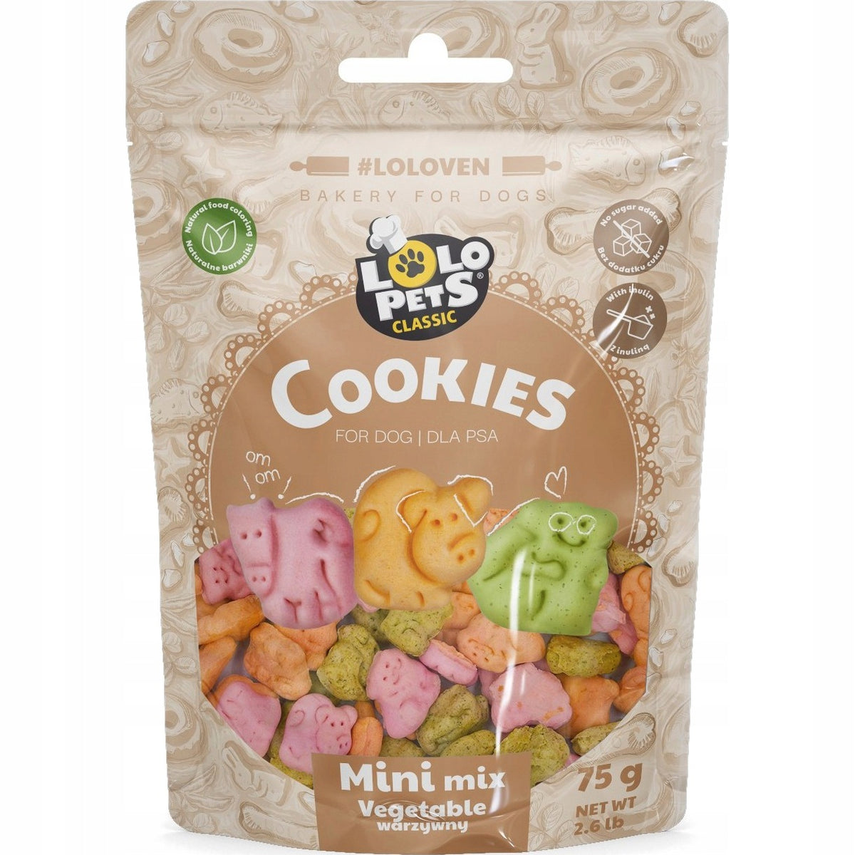 Dog Biscuits Vegetable Animals Mini Mix Tastes Lolo Pets 75g Packaging status original
