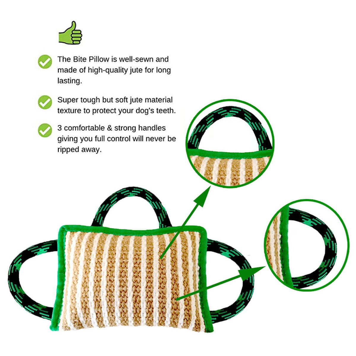 Dog Bite Pillow Tug Toy with 3 Handles Trainer Interactive Play Red 25x20cm Packaging status original