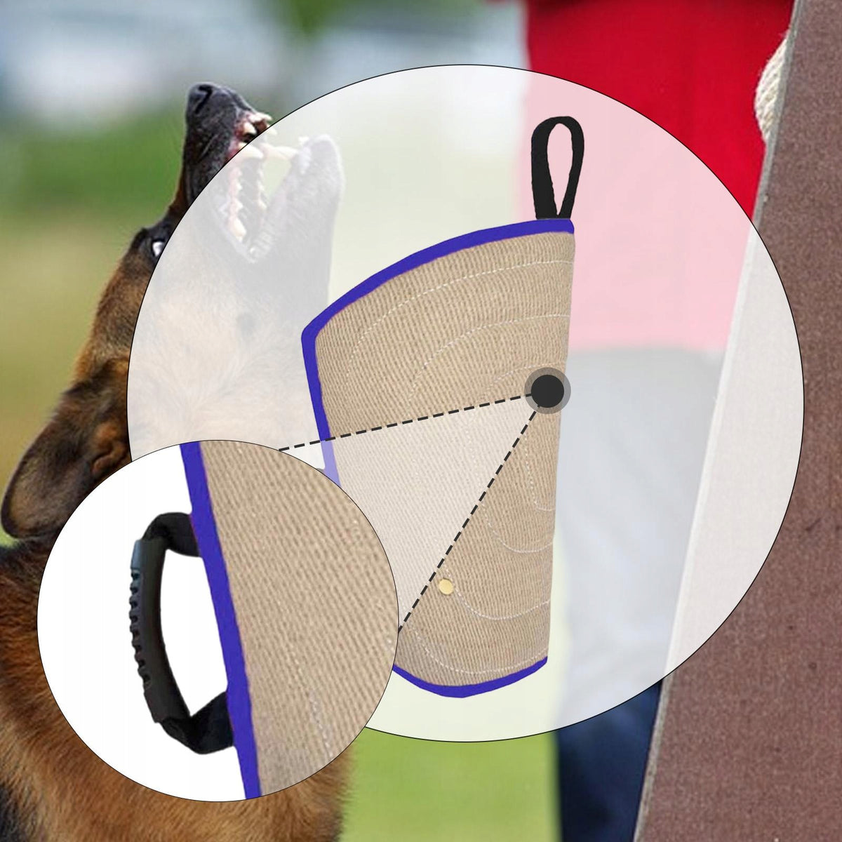 Dog Bite Sleeve Unique Handle Grip Design Lightweight Bite Protection blue Packaging status original