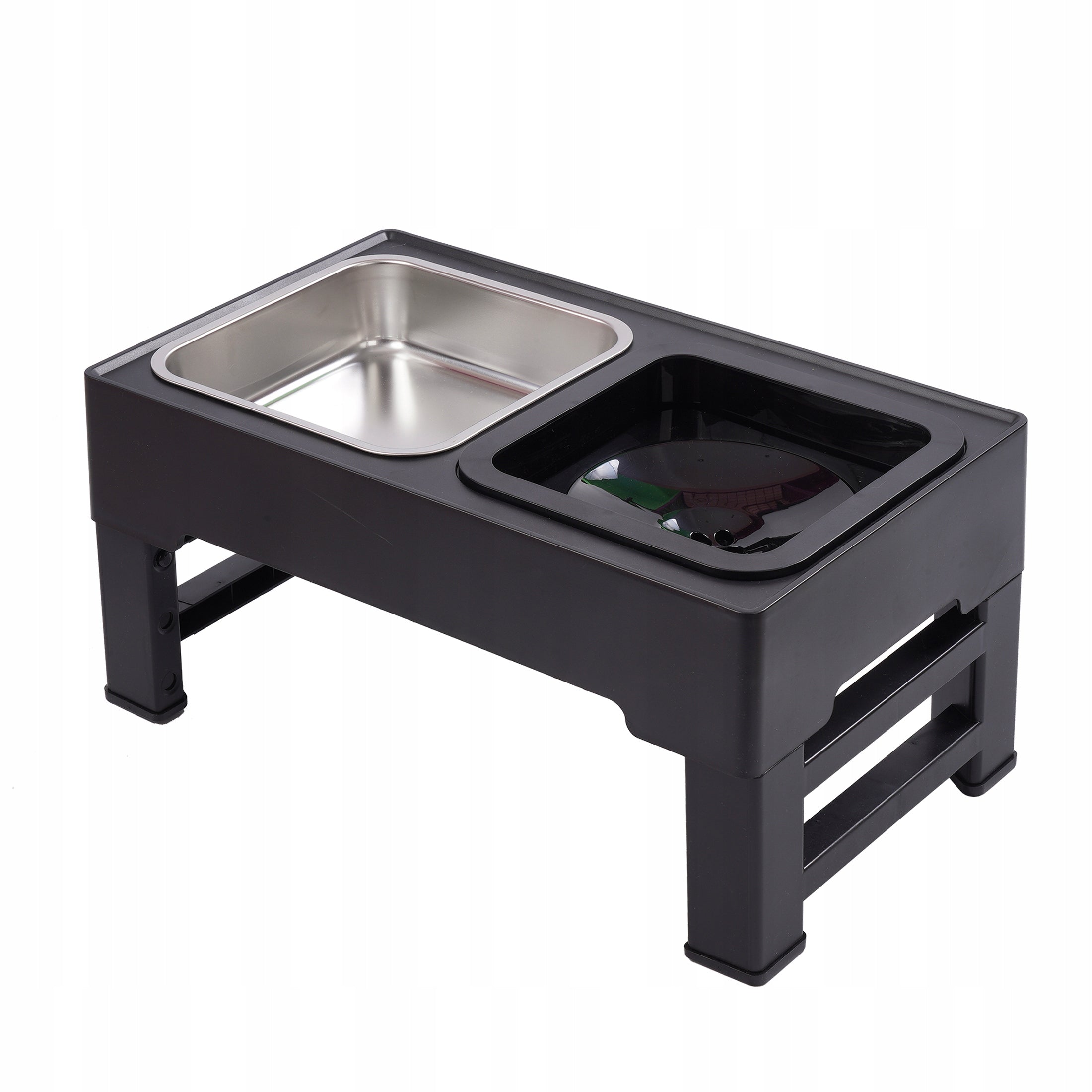 Dog Bowl Set Adjustable Height Double Non-Spill Metal 2in1 Brand no brand