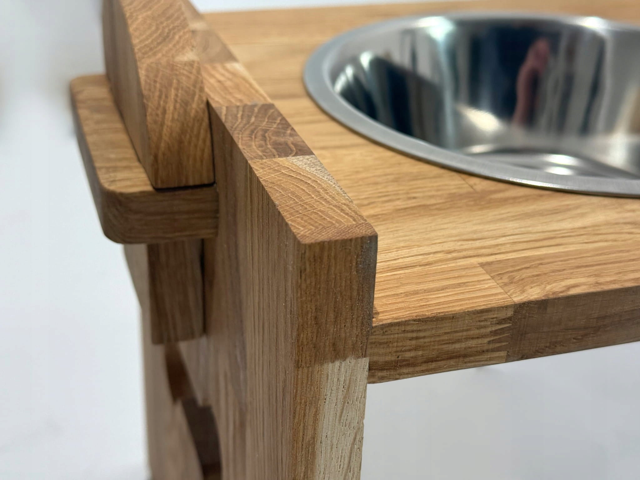 Dog Bowl on Wooden Stand Bowl Stand on XXL Stand Color silver