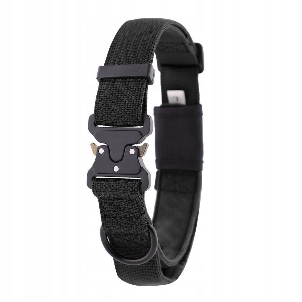 Dog COLLAR wide tactical with handle STRONG black HUGGY DOGGY L Packaging status original
