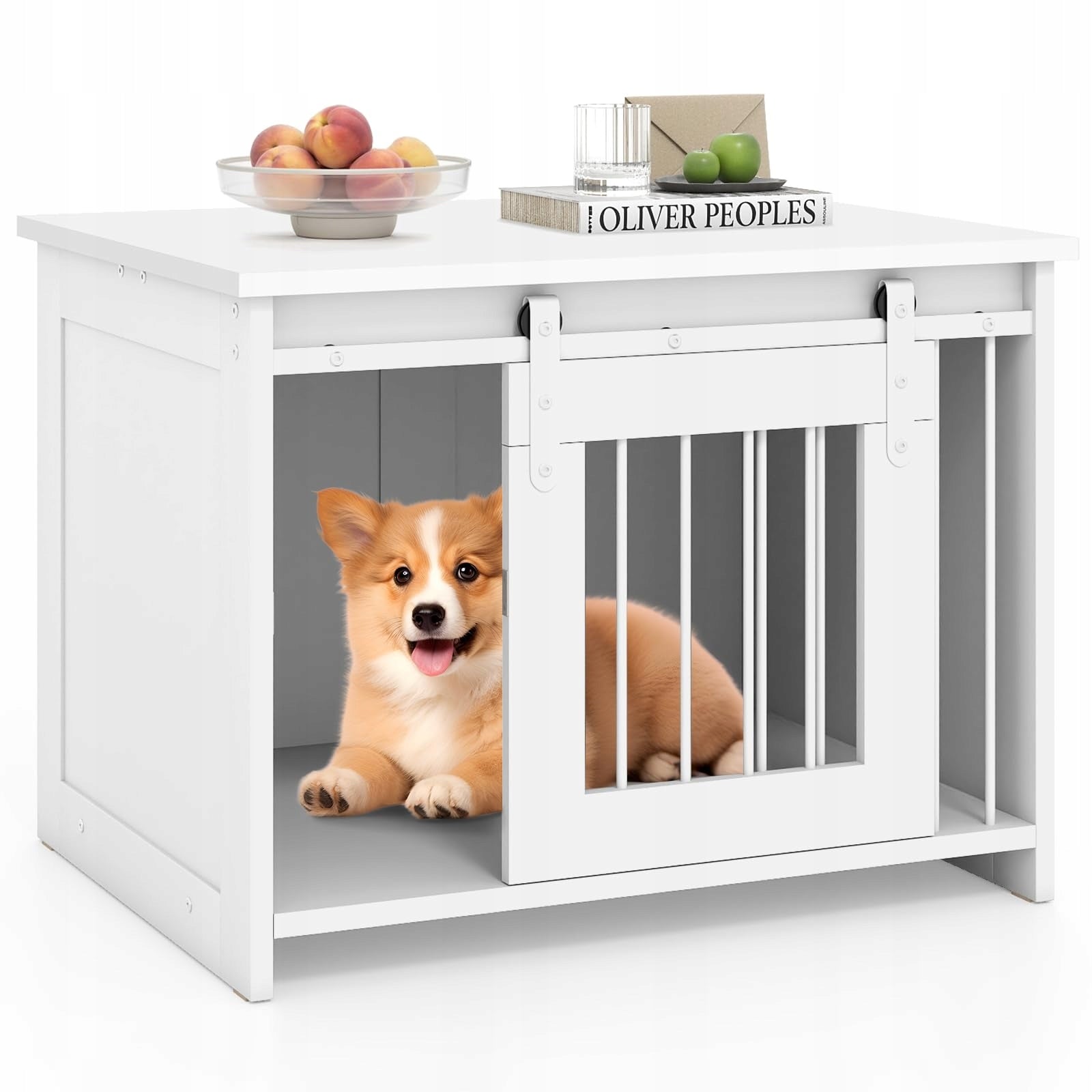 Dog Cabinet w/ Sliding Door for Animal up to 30 kg, 80x60x60 cm White