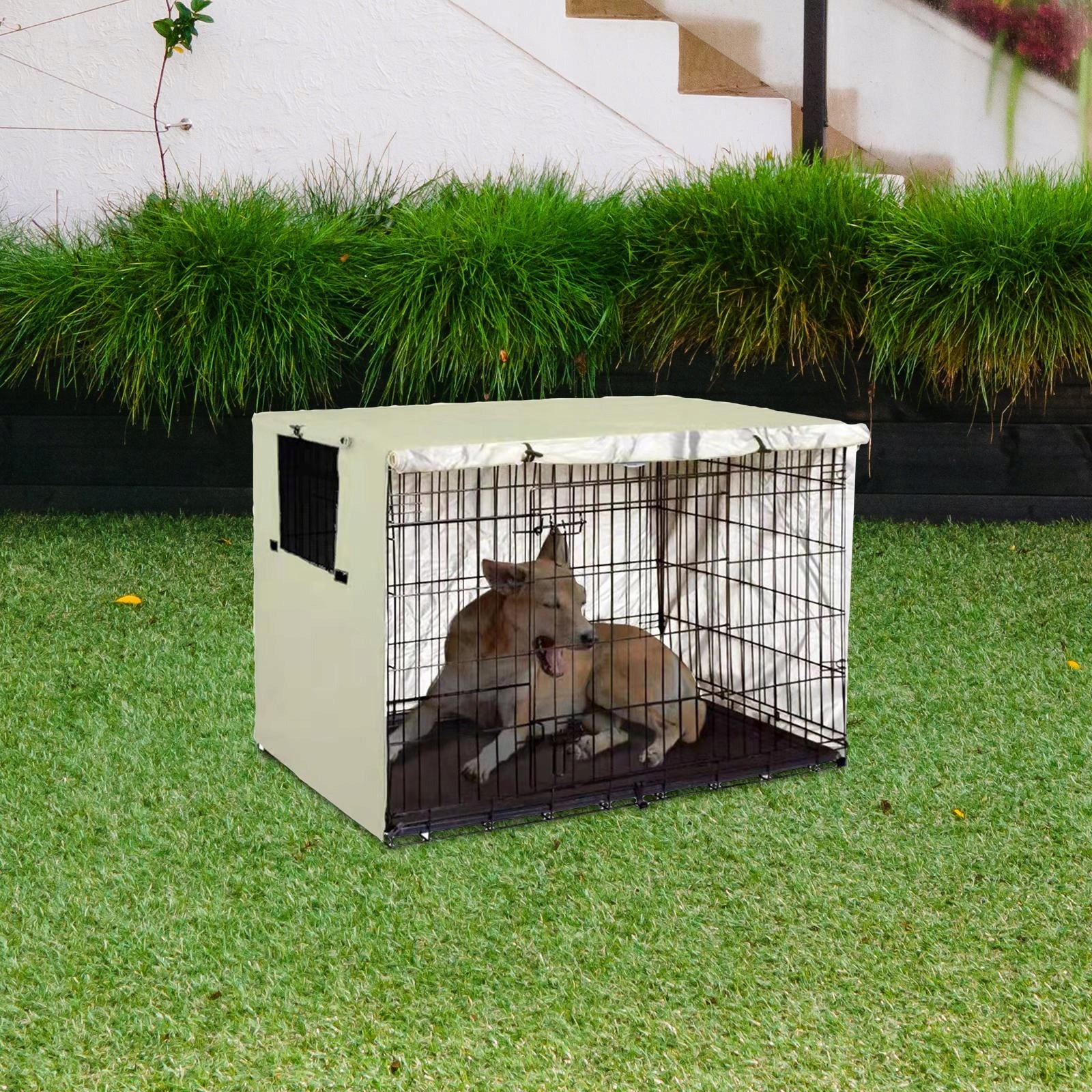 Dog Cage Cover Durable Sun Protection Breathable Indoor 79cmx51cmx53cm Length 31 cm