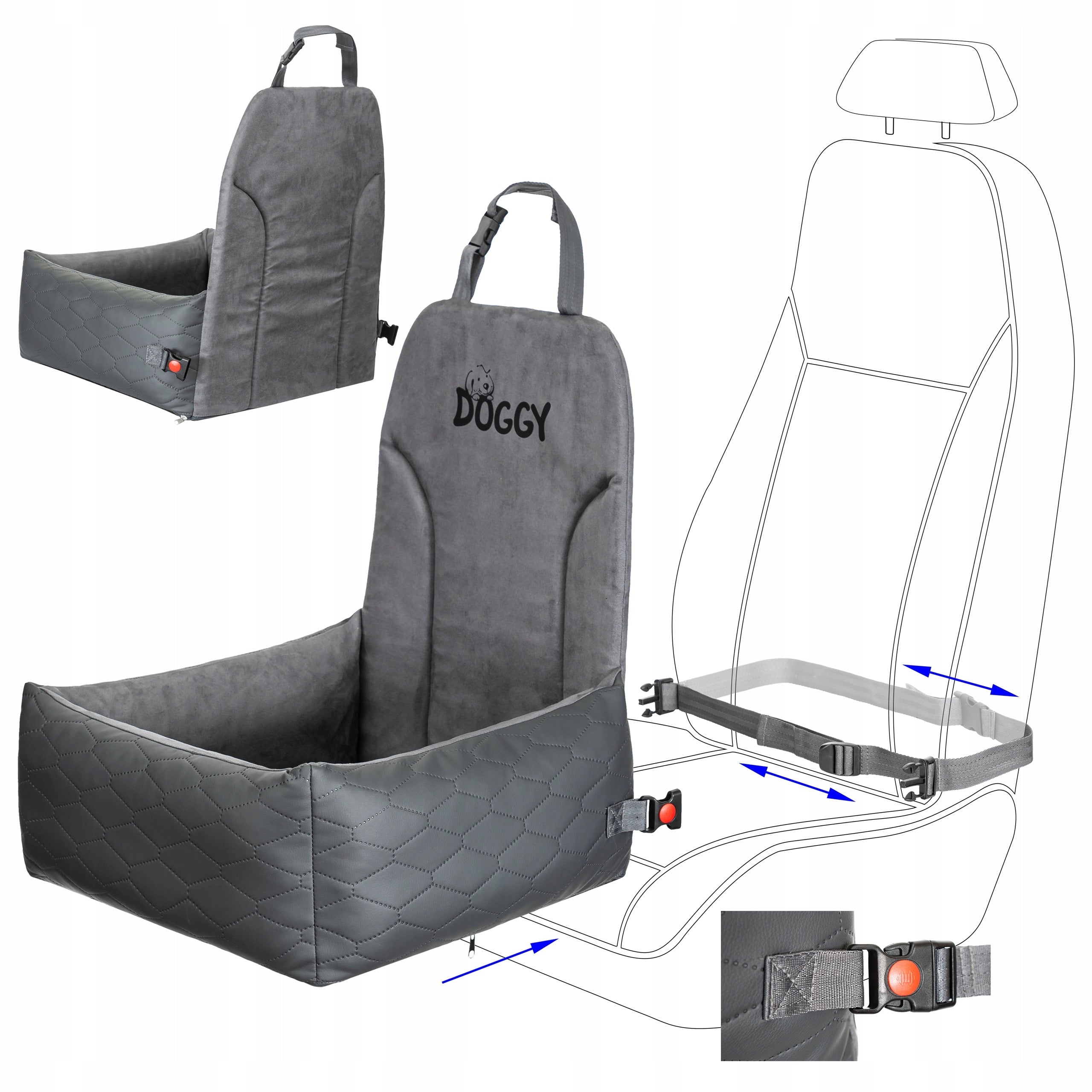 Dog Car Seat Dog and Cat Car Transporter for Car Size L