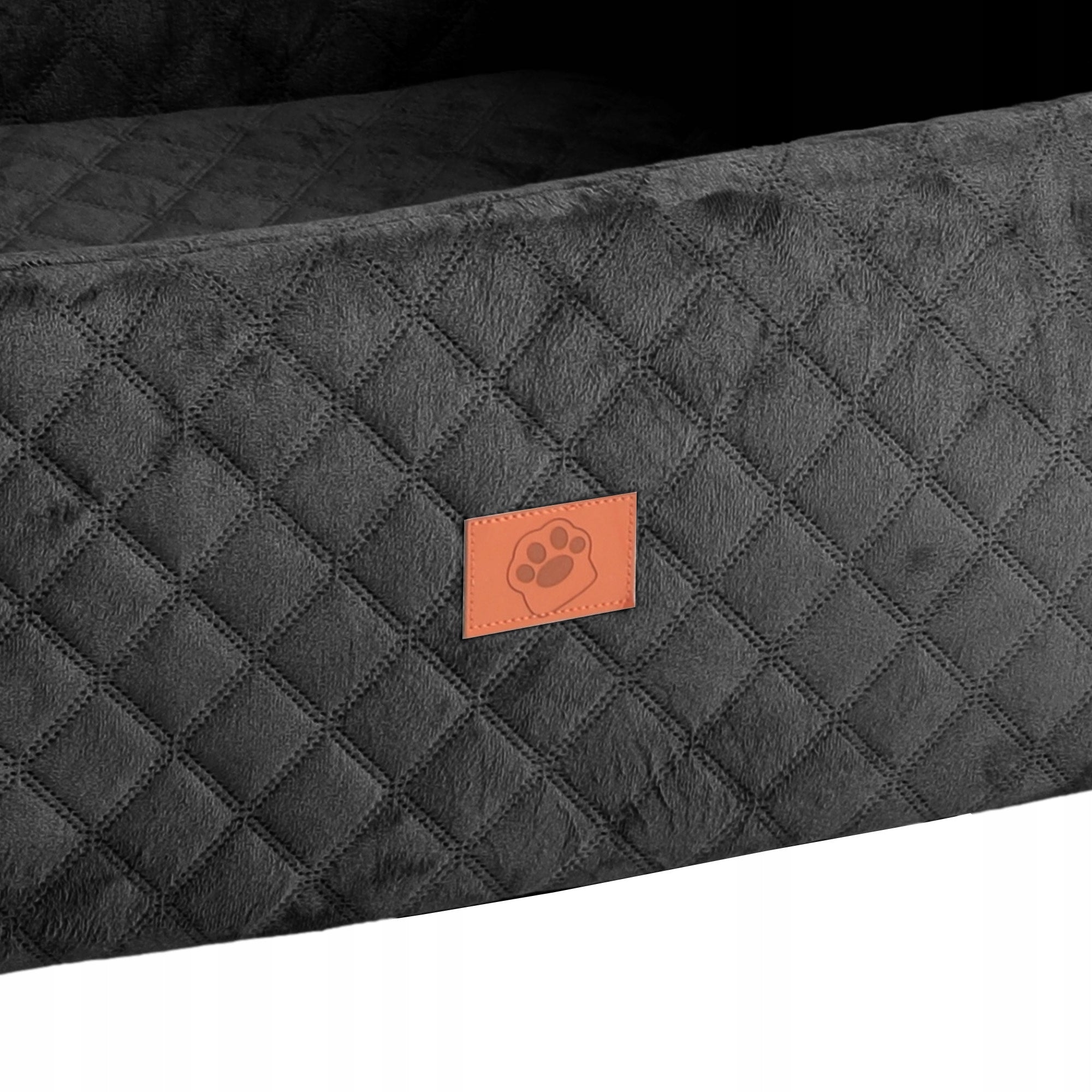 Dog Car Seat, Memory Foam, Pet Bed, 2 Safety Belts,Storage Bag, 76cm, Black Main material fabric