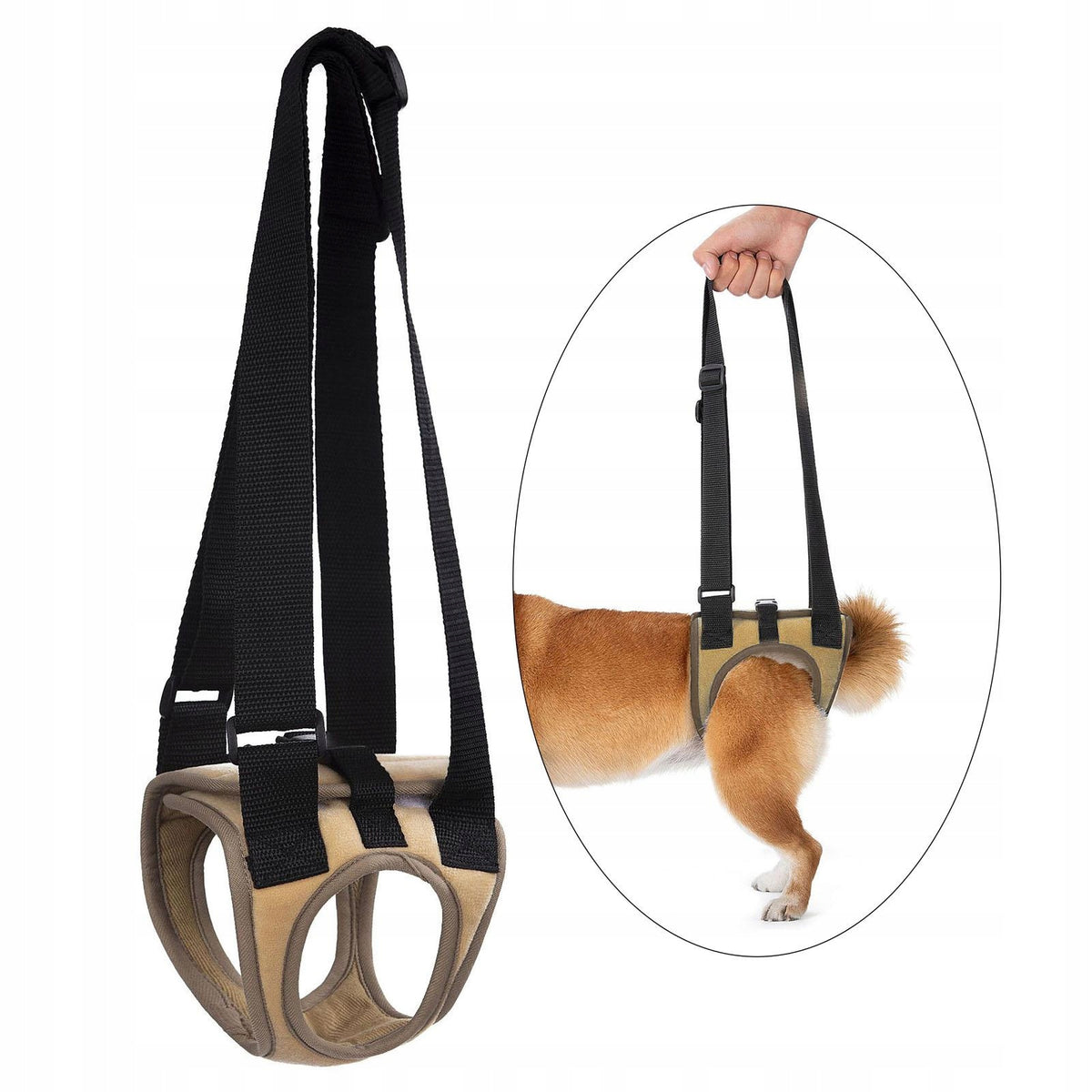 Dog Carry Walking Auxiliary Belt for Dogs Joint Injuries Up and S beige