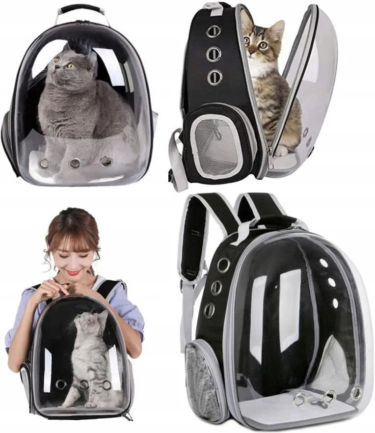 Dog Cat Backpack 3in1 Bag Transporter Transparent Folding Catwalk Trade name Plecak Astro Extreme dla Kota Psa Transporter Anytech Czarny Przezroczysty Rozkładany