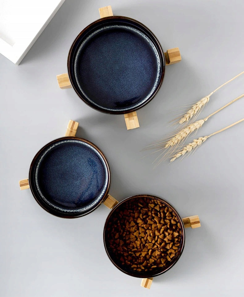 Dog/Cat Bowl Double Ceramic On Stand Bowl Set M04 Device type set of two bowls