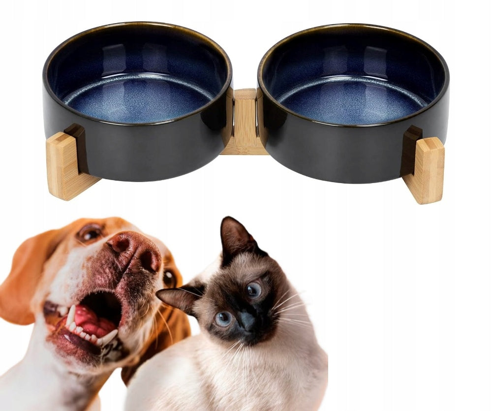 Dog/Cat Bowl Double Ceramic On Stand Bowl Set M04