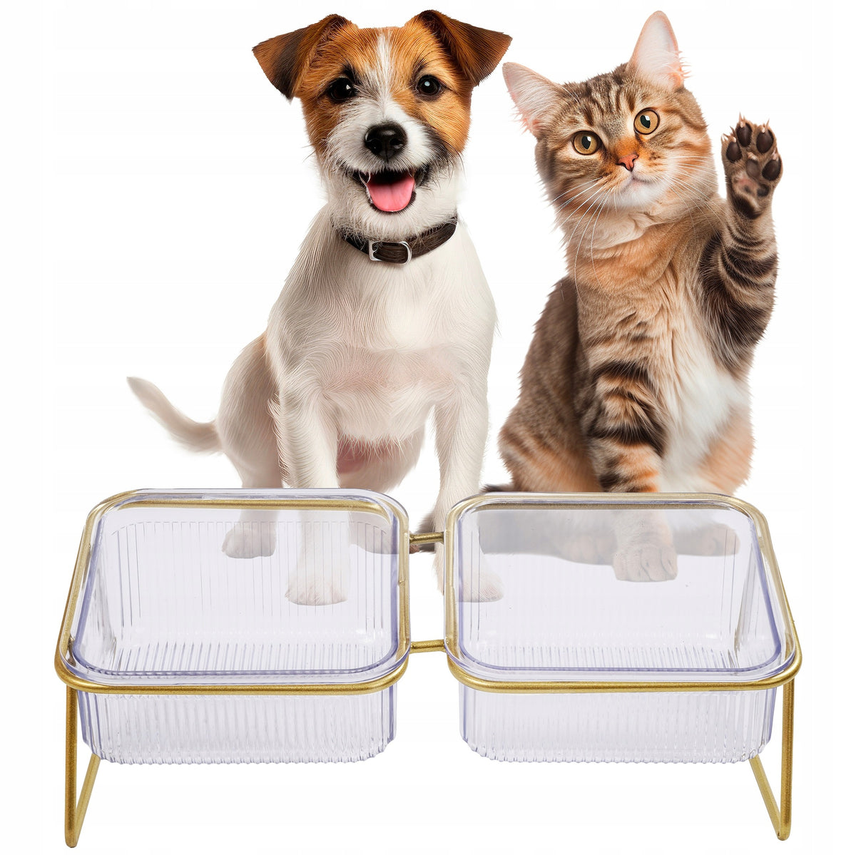 Dog Cat Bowls Raised 2 Pieces Stainless Steel 31cm