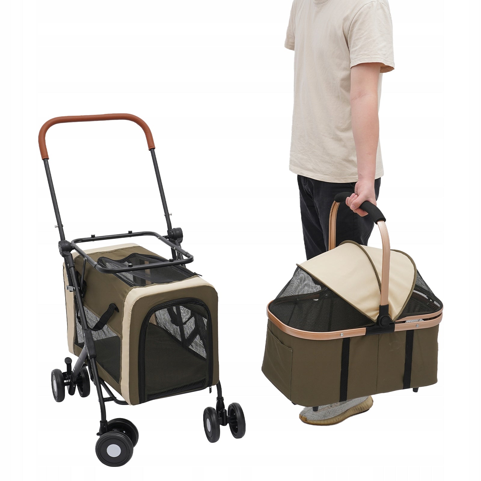 Dog & Cat Stroller, Foldable Pet Stroller for Small & Medium Pet,46*58*97cm Main material metal