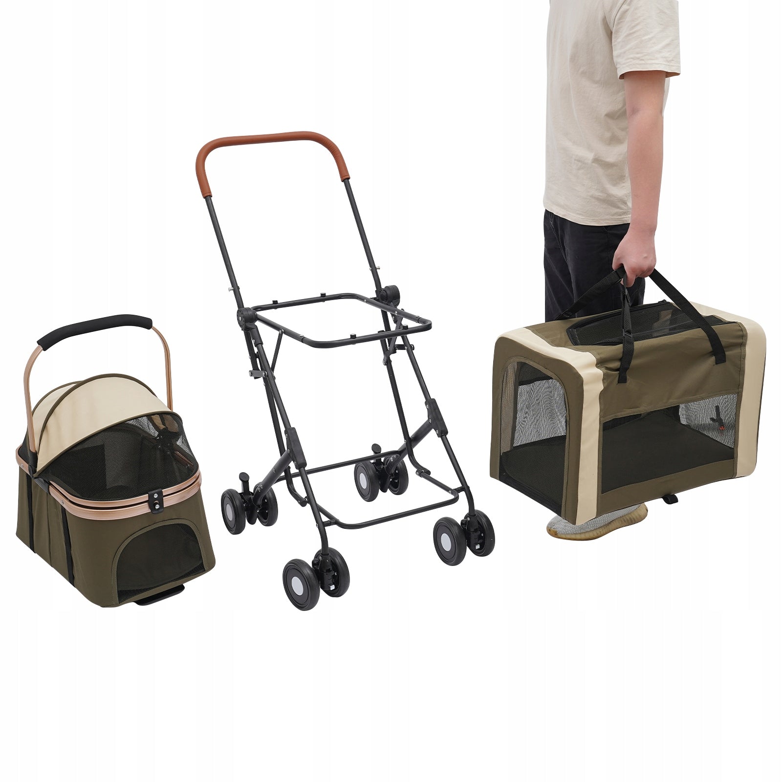 Dog & Cat Stroller, Foldable Pet Stroller for Small & Medium Pet,46*58*97cm Size S/M